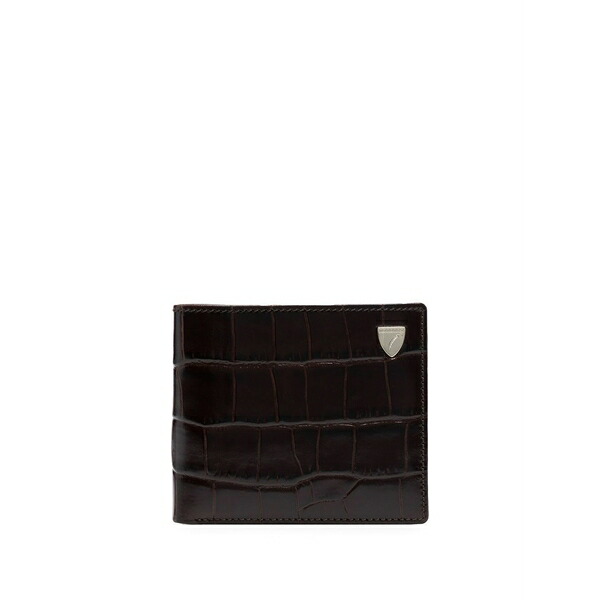 アスピナルオブロンドン メンズ 札入れ 佩び物 Bi-fold leather wallet Brown
