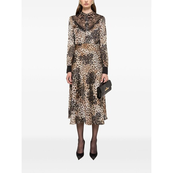 ニッサ レディース ワンピース トップス Leopard-print midi dress Brown｜asty