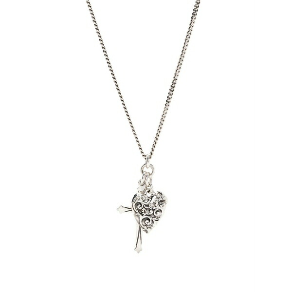 エマニュエレ ビコッキ メンズ ネックレス・チョーカー アクセサリー Cross and arabesque heart pendant Silver