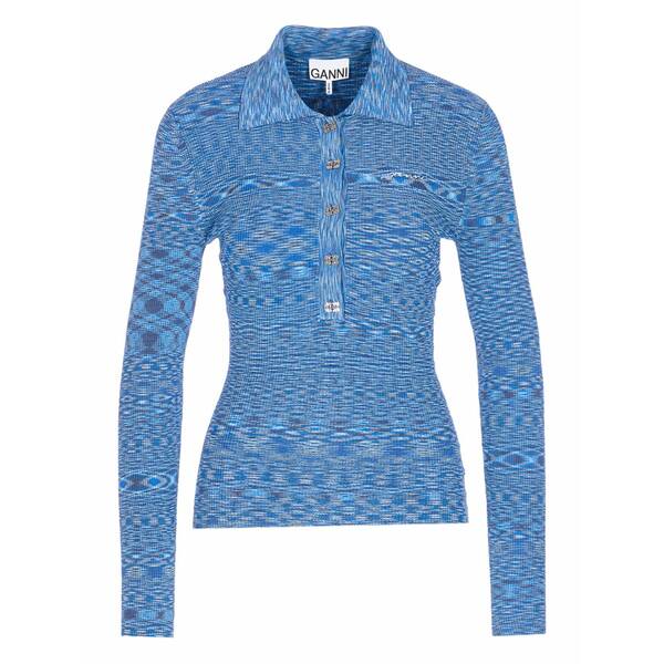 ガニー レディース スポーツシャツ トップス Spacedyed logo-button polo top Blue