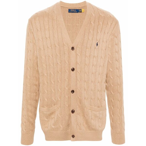 ラルフローレン メンズ ジレー アウター Cable-knit cotton cardigan  Brown