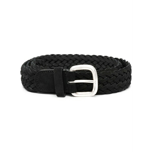 アンダーソンズ メンズ 胴締め 佩び物 Leather interwoven belt Black