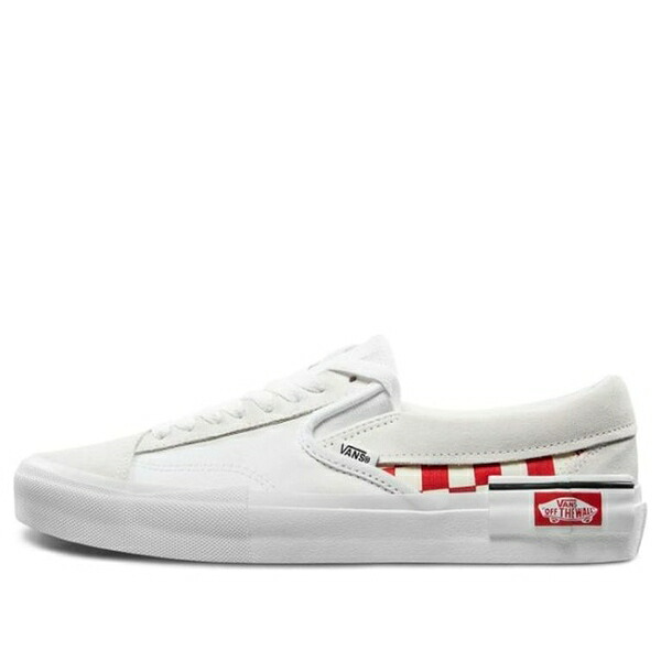 Vans バンズ メンズ スニーカー  【Vans Slip-On Cap Low Top Skate Shoes Unisex Red Grid White VN0A3WM5TLJ】  大きさ US_10(28.0糎)