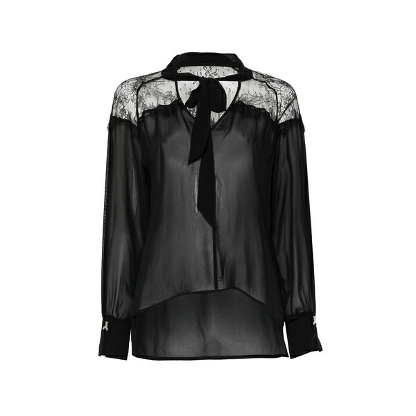 パトリツィア ペペ レディース シャツ トップス Lace-detail blouse Black｜asty