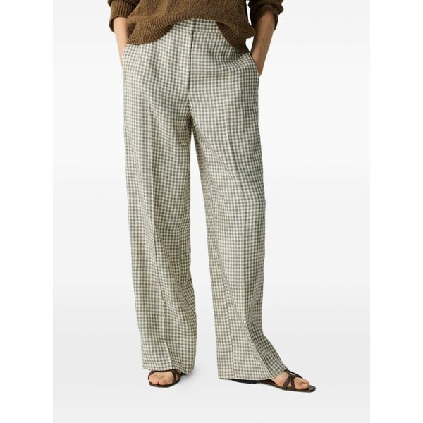 行動論理 レディース 心地好いズボン下 ボトムス Gingham-check straight-leg trousers Neutrals