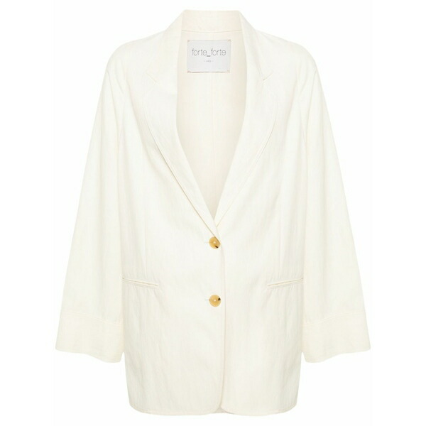 フォルテ フォルテ レディース 上衣＆上衣 アウター Single-breasted twill blazer White