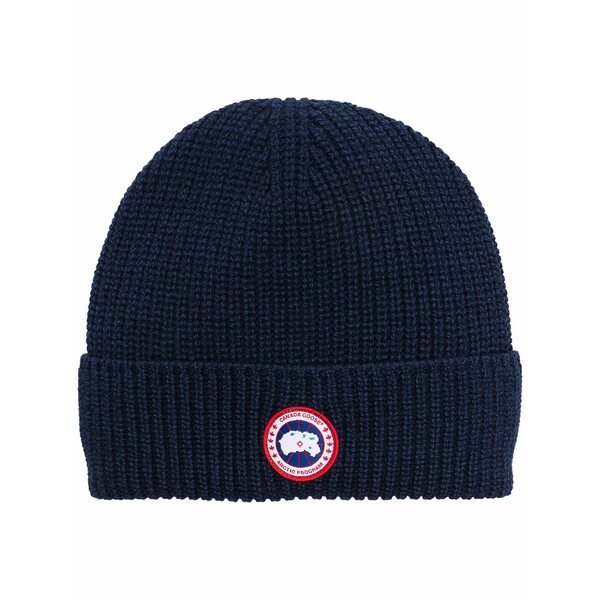 カナダグース メンズ 帽子 アクセサリー Arctic disc ribbed-knit beanie Blue