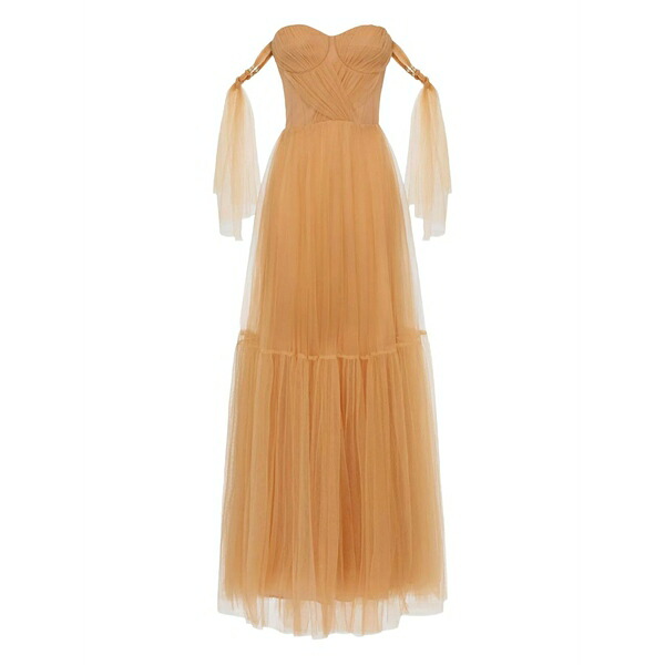 エリザベスフランキ レディース ワンピース トップス Pleated tulle maxi dress Neutrals|asty