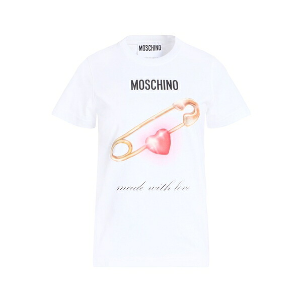 【送料無料】 モスキーノ レディース Tシャツ トップス T-shirts White|asty