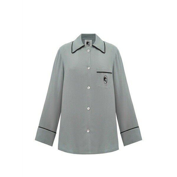 スリーパー メンズ シャツ トップス Finnegan trimmed pajama-style shirt Grey|asty