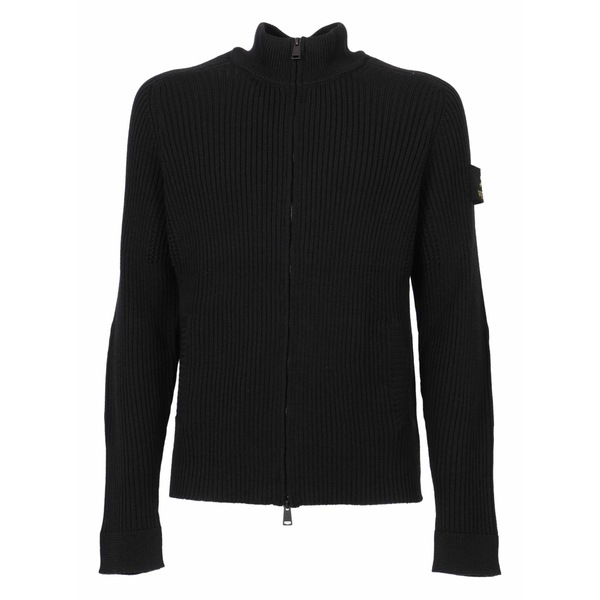 プレミアータ メンズ ジレー アウター Ribbed zip-up cardigan Black