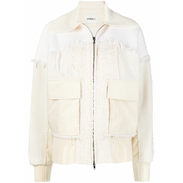 ゴエンジェイ レディース 上衣＆上衣 アウター Frayed-detail bomber jacket White