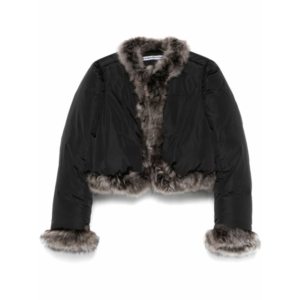 アレキサンダーワン レディース 上衣＆上衣 アウター Faux fur-trim puffer jacket Black