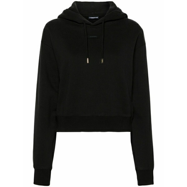 ジャクエムス レディース パーカー・スウェットシャツ アウター Grosgrain logo hoodie Black