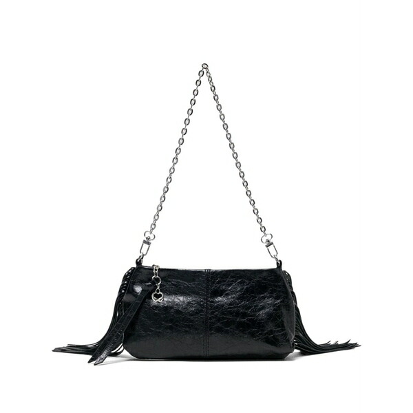 マージュ レディース クラッチペダル御徒面子 御徒面子 M miss fringe-detail clutch bag Black