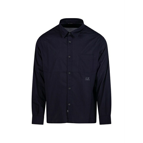 シーピーカンパニー メンズ プルオーバー トップス Button chest-pocket shirt Blue