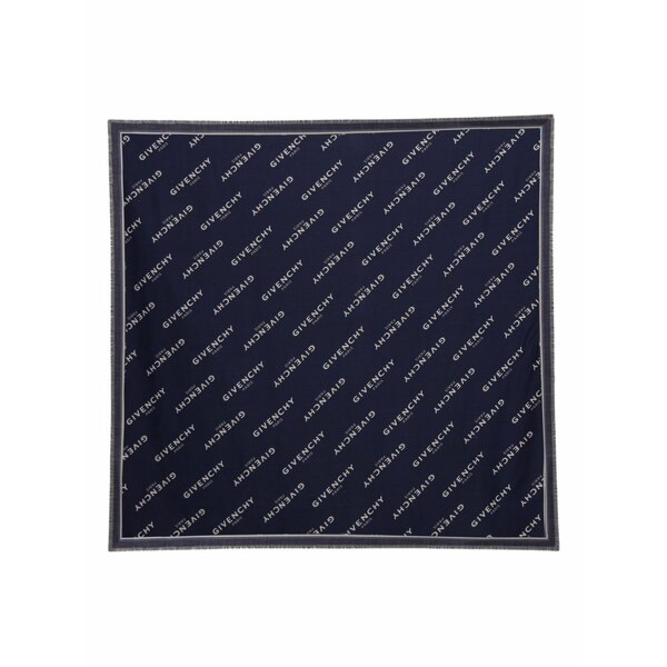 ジバンシー レディース えり巻き・袈裟・えり巻き 付属物 Monogram fringed scarf Blue
