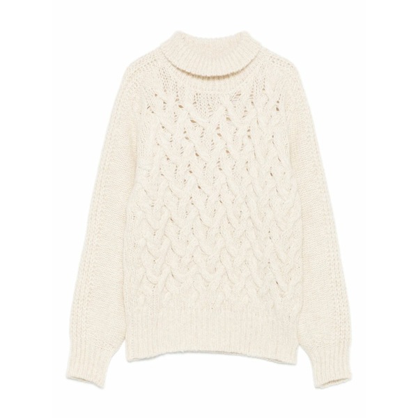 イレブンティ レディース 編み物\u0026スウェーター アウター Cable-knit turtleneck sweater Neutrals