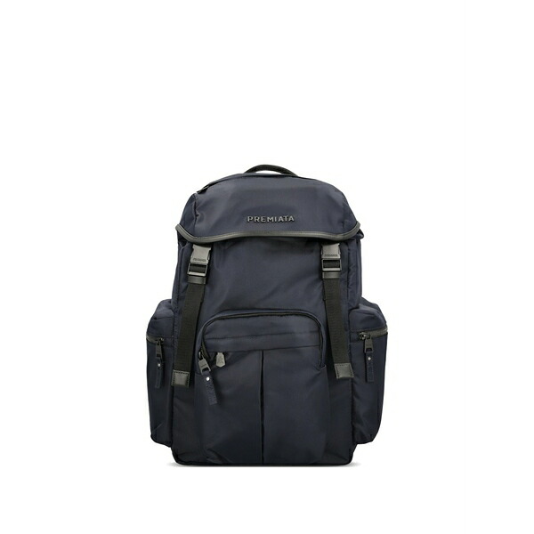 プレミアータ メンズ うしろ側容器に並べる・背嚢 御徒面子 Brooker leather-trim backpack Blue