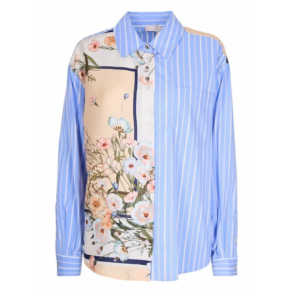 リュージョー レディース プルオーバー トップス Striped-pattern long-sleeve shirt Blue