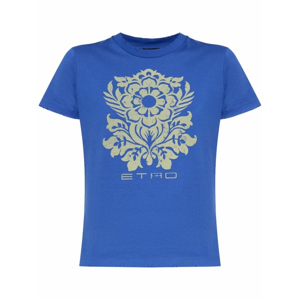 エトロ レディース プルオーバー トップス Flower-print cotton t-shirt  Blue