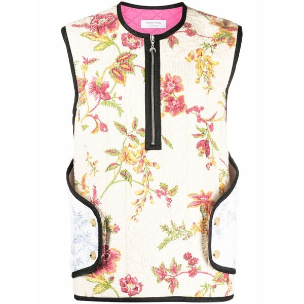 マリーン セル メンズ ジャケット＆ブルゾン アウター Floral-print sleeveless jacket Neutrals｜asty