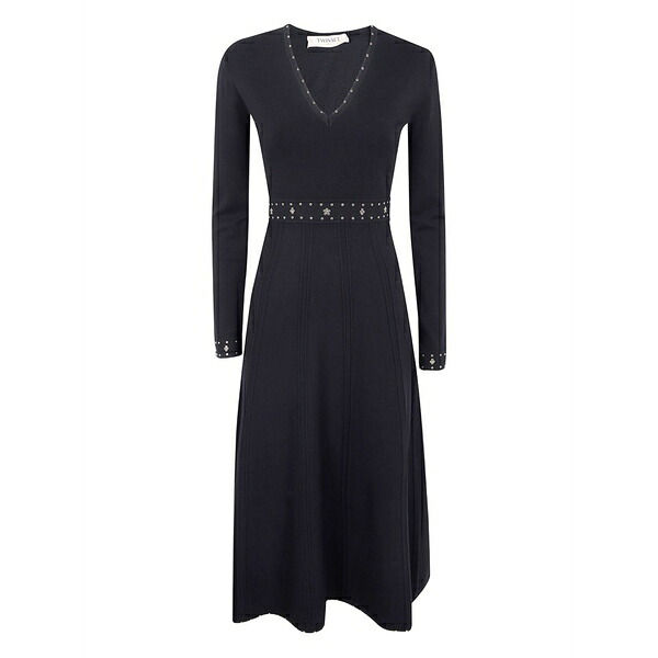ツインセット レディース ワンピース トップス Embellished v-neck dress Black｜asty
