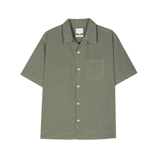 北の方事業計画 メンズ プルオーバー トップス Notch-collar short-sleeve shirt Green メンズファッション-トップス-カジュアルシャツ