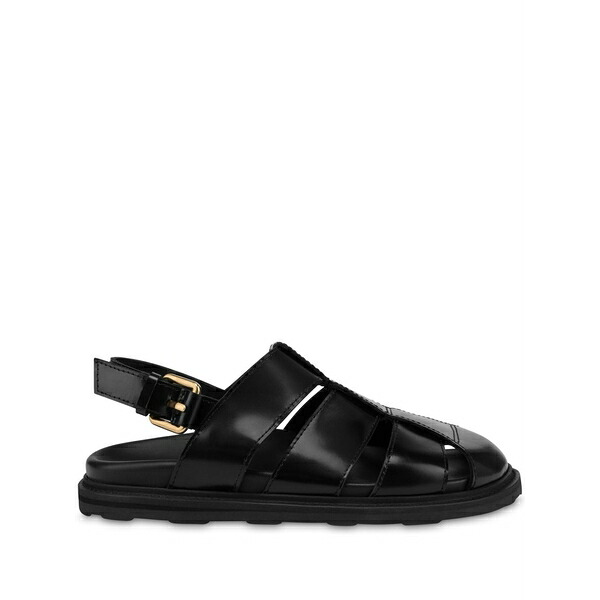 モスキーノ メンズ サンダル シューズ Patent leather sandals Black