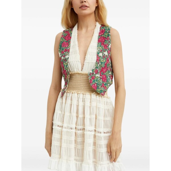 へマント&ナンディータ レディース ジャケット＆ブルゾン アウター nova cambric floral-embroidered waistcoat Neutrals｜asty
