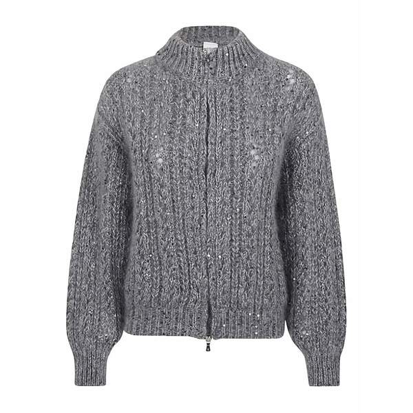 イレブンティ レディース ジレー アウター Sequin-embellished cardigan Grey