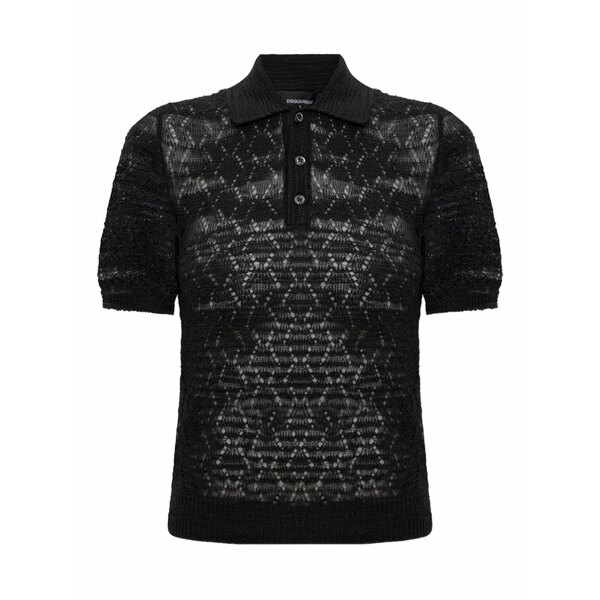 ディースクエアード レディース スポーツシャツ トップス Button-fastening polo top   Black