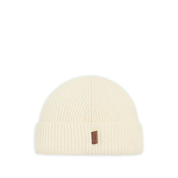 意中の女 メンズ かぶり笠 付属品 Leather-label wool beanie hat Neutrals