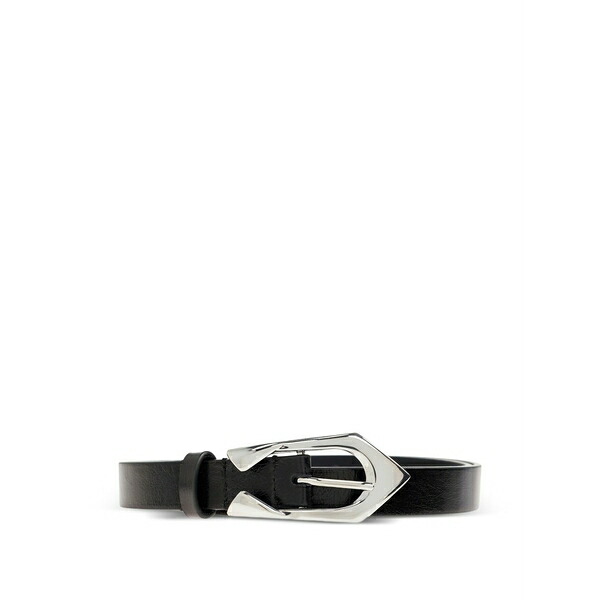 イロ レディース ベルト アクセサリー Buckle-fastening leather belt Black｜asty