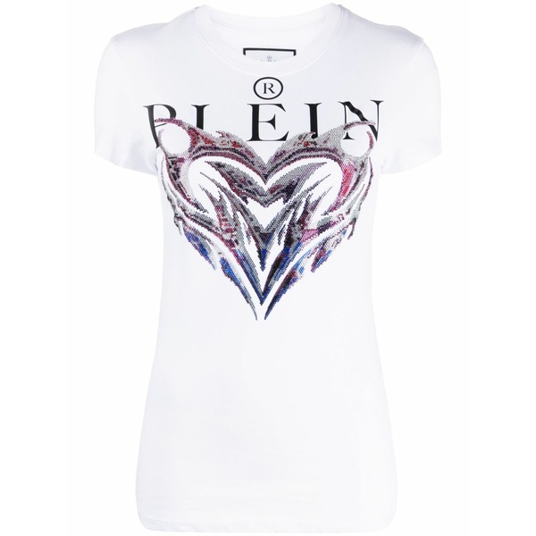 フィリップ飾り気のない レディース ティーシャツ トップス Graphic-print cotton t-shirt White