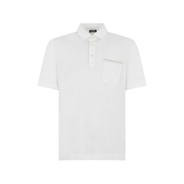 ゼニア メンズ スポーツシャツ トップス Patch-pocket polo shirt White