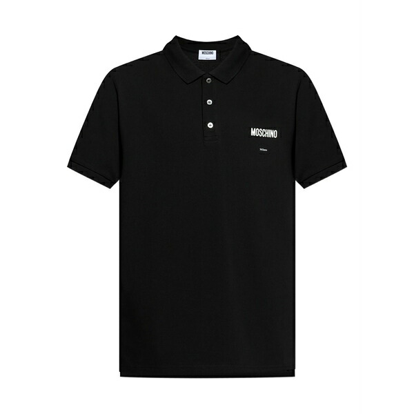 モスキーノ メンズ スポーツシャツ トップス Logo-embroidered polo shirt Black