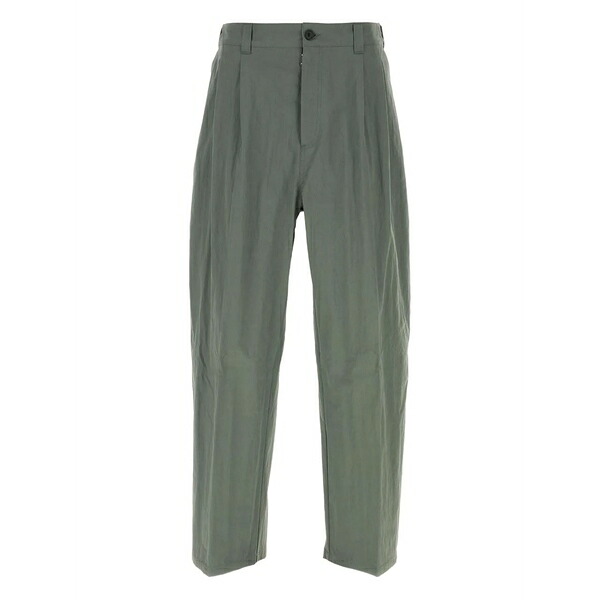 マルタンマルジェラ メンズ 心地よいズボン下 ボトムス Pleated plaid-insert trousers Green