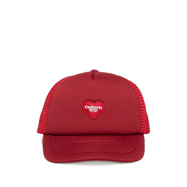 鉄道車両ハート型 メンズ かぶり笠 佩び物 Heart-patch trucker cap Red