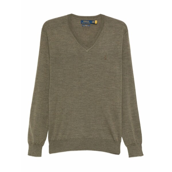 ラルフローレン メンズ 編み物\u0026プルオーバー アウター V-neck wool sweater Green