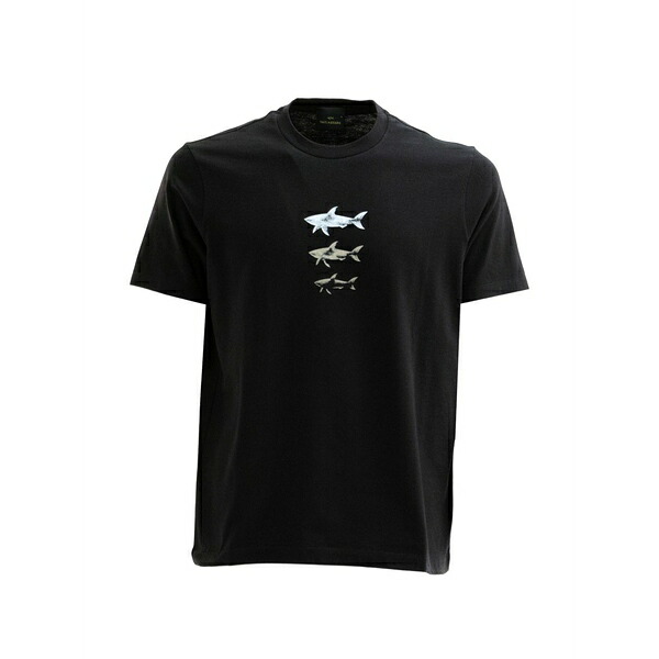ポールアンドシャーク メンズ ティーシャツ トップス Shark-print t-shirt Black