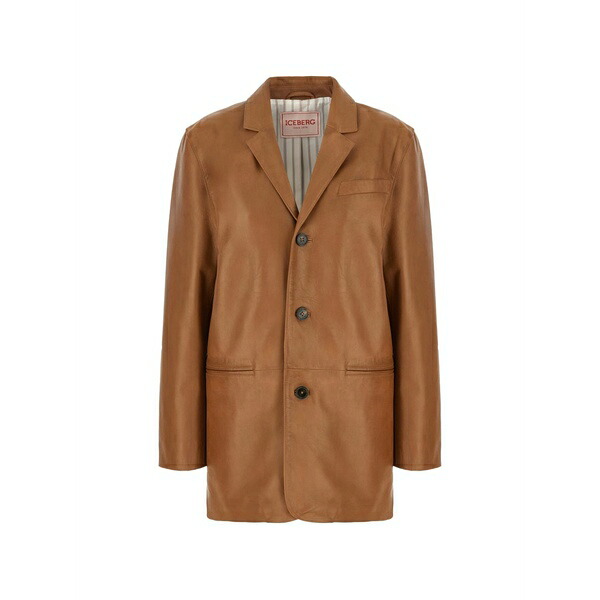 アイスバーグレタス レディース 上衣＆上衣 アウター Button leather jacket Brown