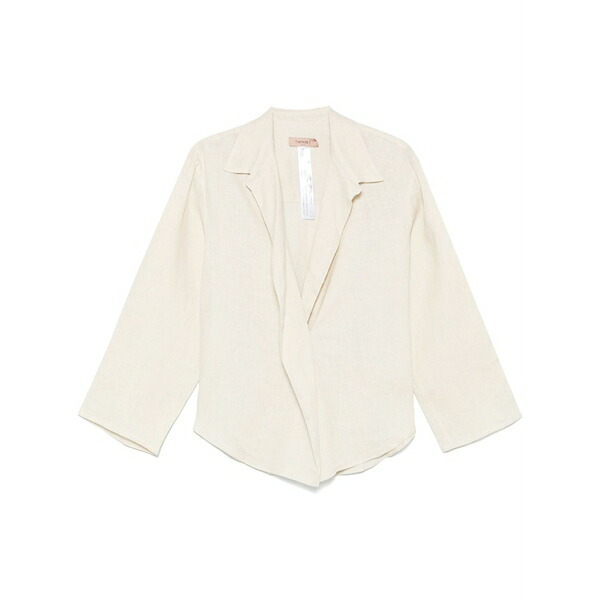 ツイン書き割り レディース プルオーバー トップス Linen blouse Neutrals