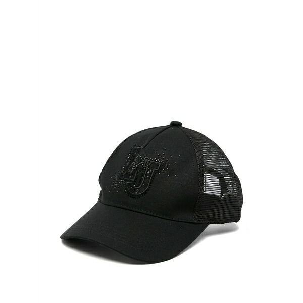 リュージョー レディース かぶり笠 添え物 Rhinestone-embellished mesh-panel baseball cap Black