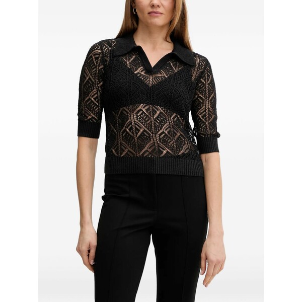 ジョセフリブコフ レディース 編み物\u0026スウェーター アウター Polo collar knitted top Black