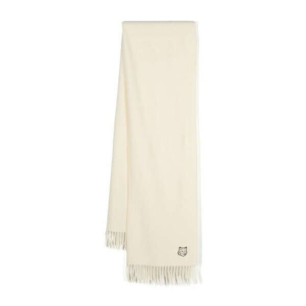 棲み家 稲荷 レディース 消音装置・袈裟・えり巻き 添え物 Logo-embroidered virgin wool scarf White
