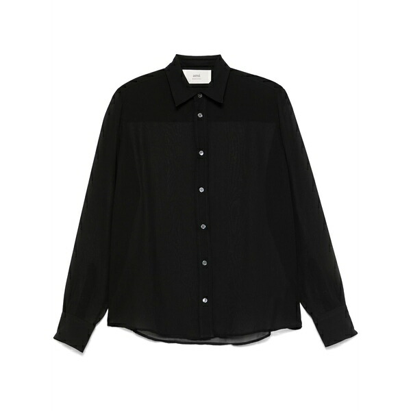 意中の女 レディース プルオーバー トップス Semi-sheer shirt Black