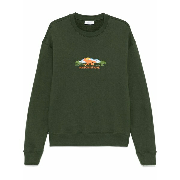 棲み家 稲荷 メンズ パーカー・スウェットシャツ アウター Outdoor profile fox sweatshirt Green