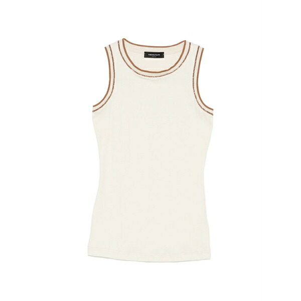 ファビアナ フィリッピ レディース カットソー トップス Contrast-trim sleeveless tank top Neutrals