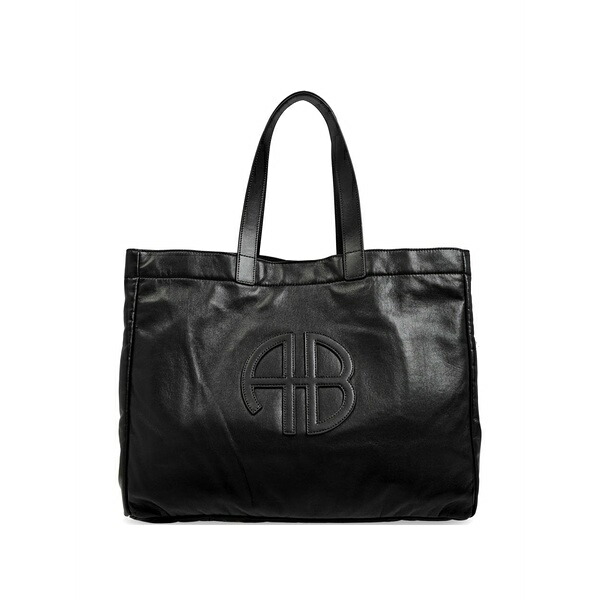 アニービン レディース トートバッグ 御徒面子 Logo-patch tote bag Black